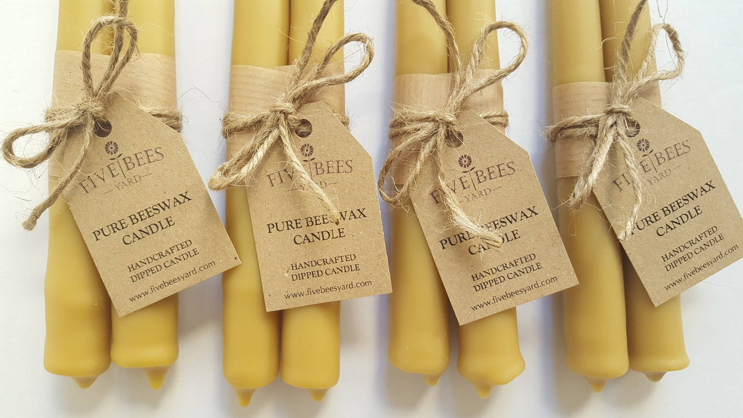 Tapered Beeswax Candles x2 / Natural (20cm)