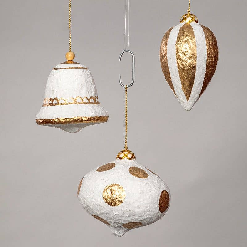 Papier Mâché Bauble / White Bell