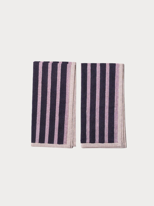 Block Stripe Napkins x2 / Aubergine & Mauve