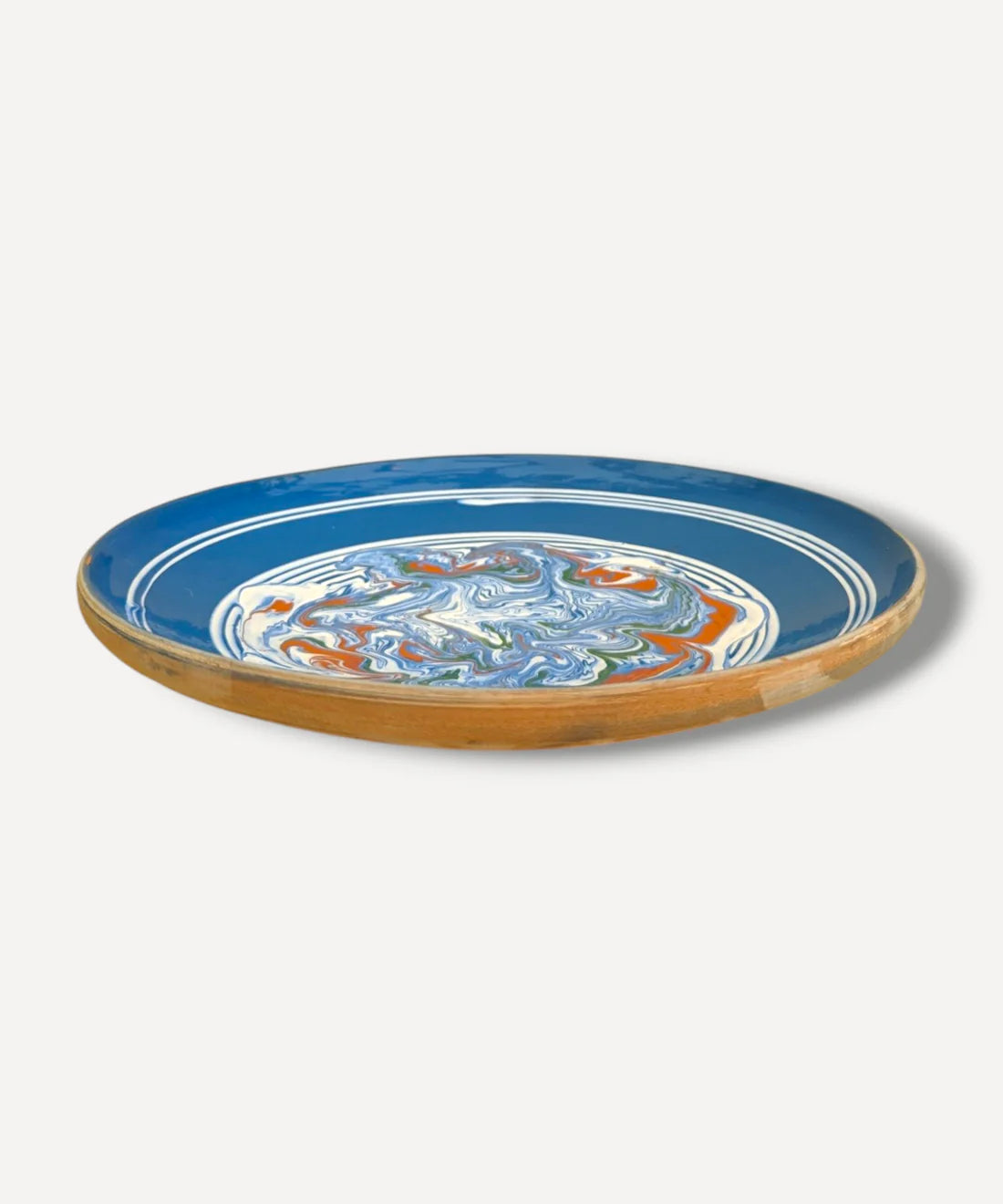 Horezu Marbled Serving Plate / Blue