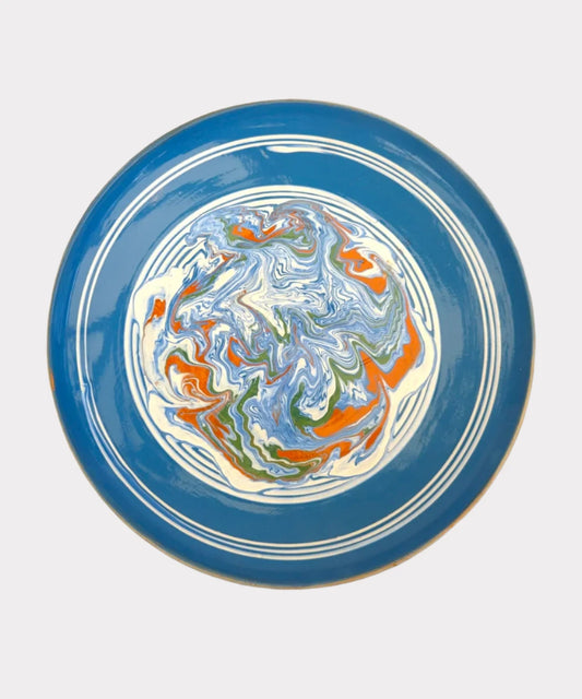 Horezu Marbled Serving Plate / Blue