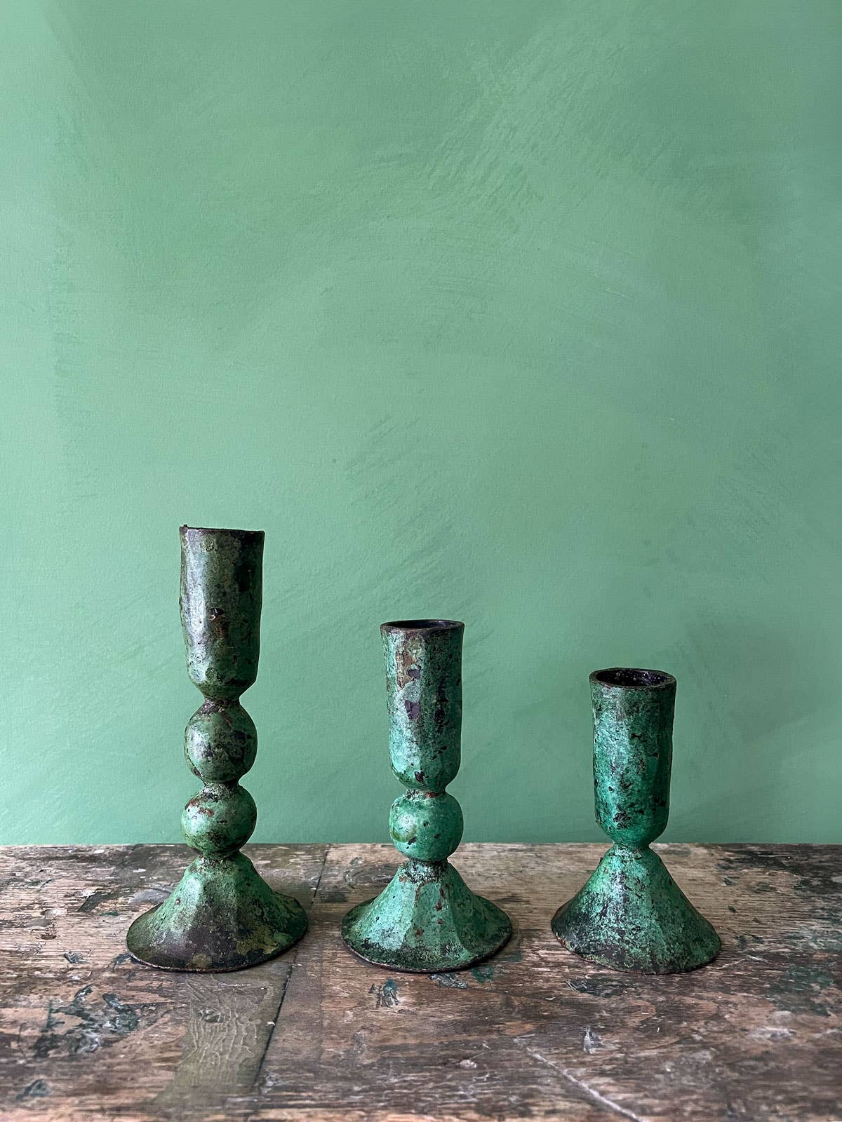 Verdigris Candle Holder / Large