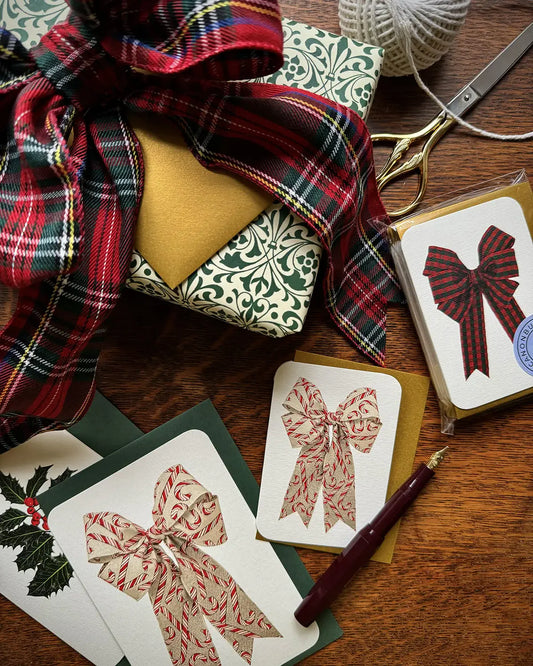 Set of 8 Miniature Giftcards - Tartan Bow