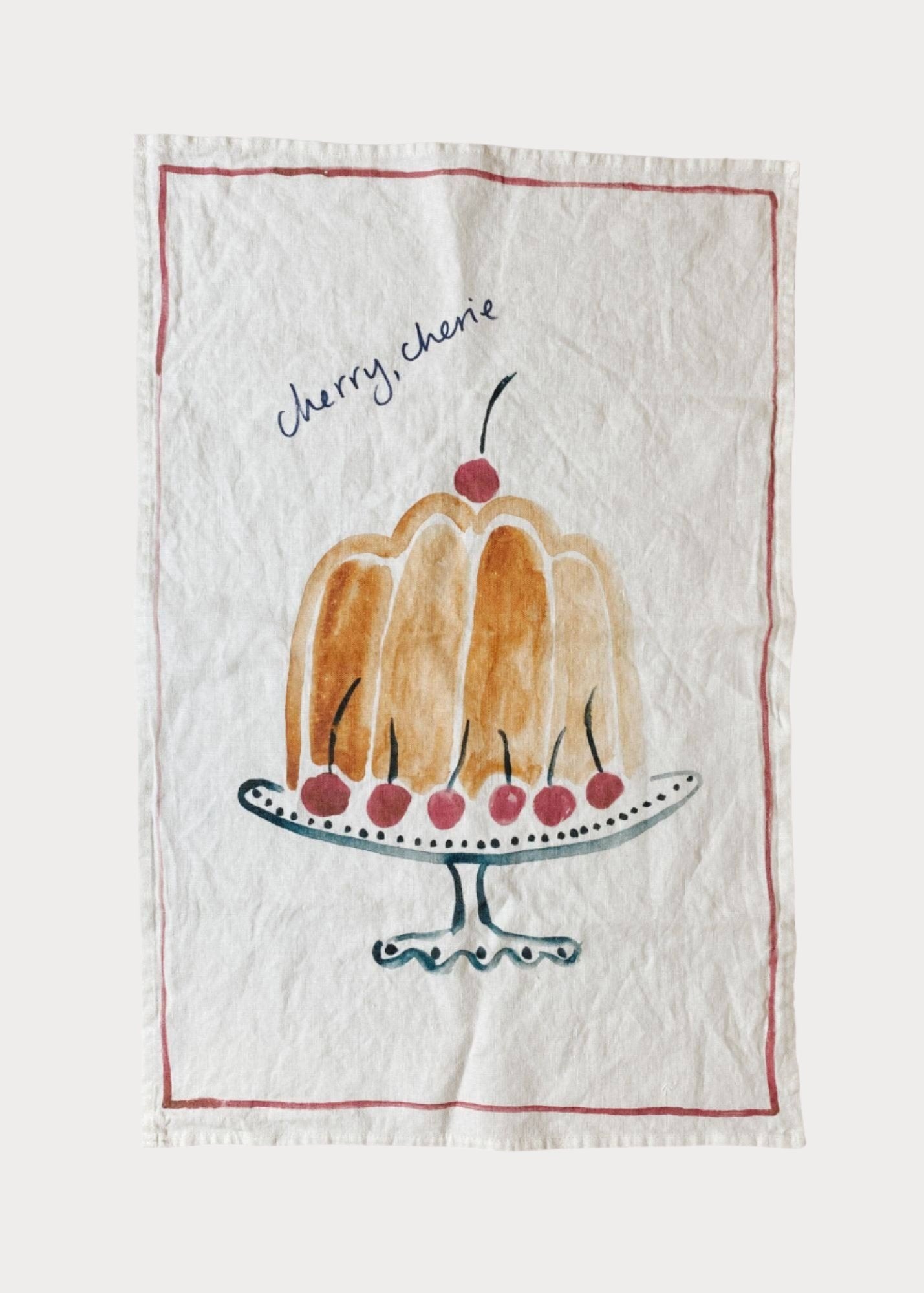 Linen Tea Towel / Cherry Cherie